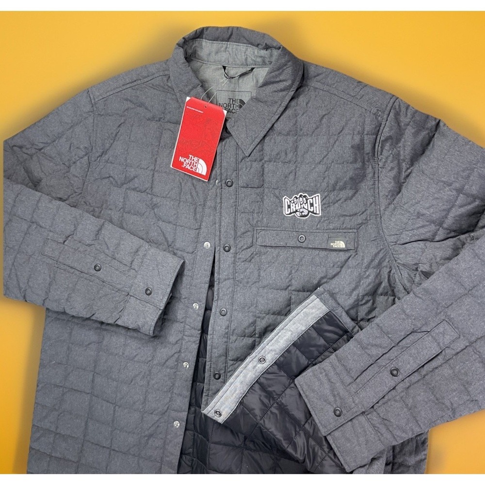 The North Face ThermoBall Eco Shirt Jacket Mens L Quilted Snap Black Crunch Gym